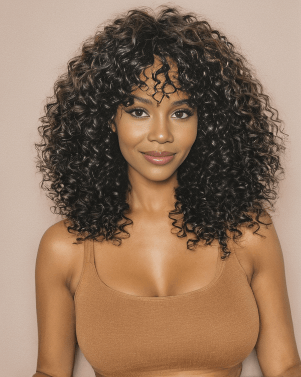 Charmanty Fluffy Bouncy Curly Wig 4x4 Lace Closure Human Hair