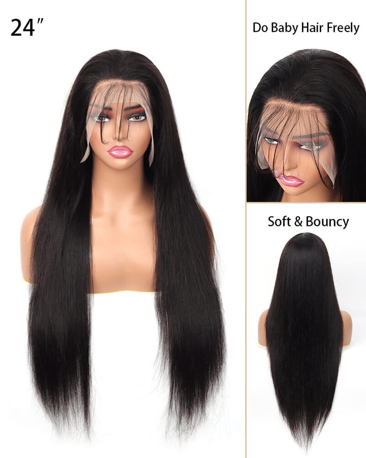 Charmanty Super Natural Straight Front Lace Wig 13x4 Transparent Lace Undetectable Human Hair