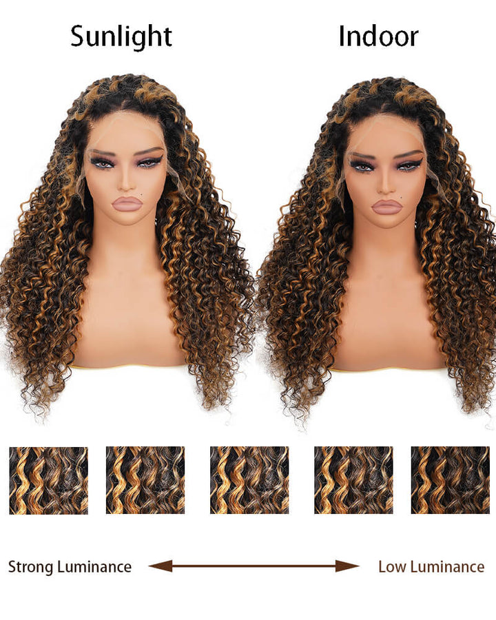 [Upgrade] Charmanty Ombre Honey Blonde Highlights Wig 13X4 HD Natural Melted Lace Deep Wave Human Hair