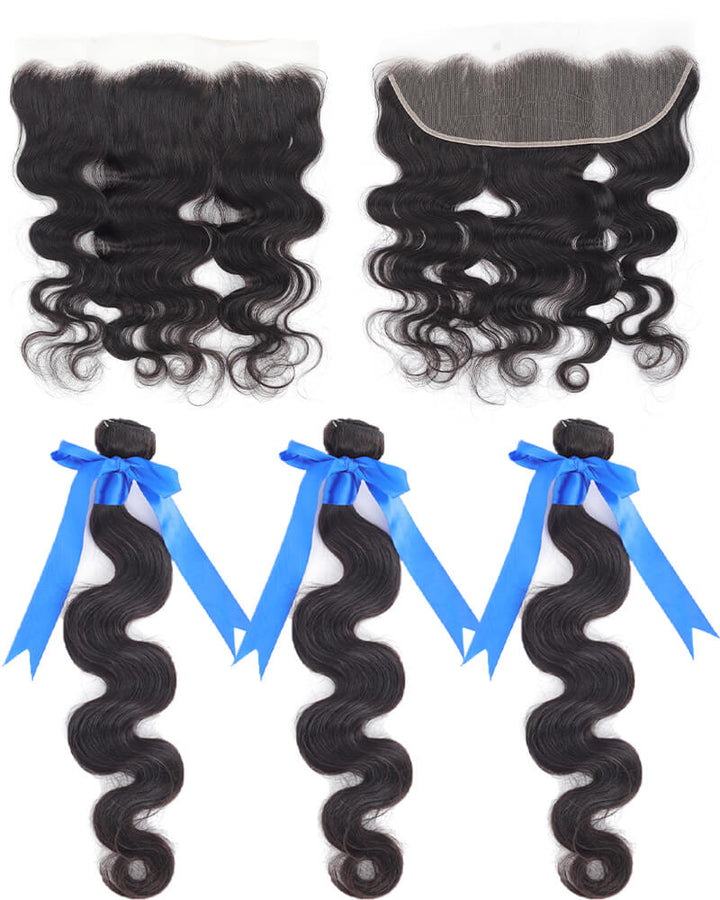 Charmanty Superior 13x4 Lace Closure With 3 Bundles Body Wave Real Human Hair