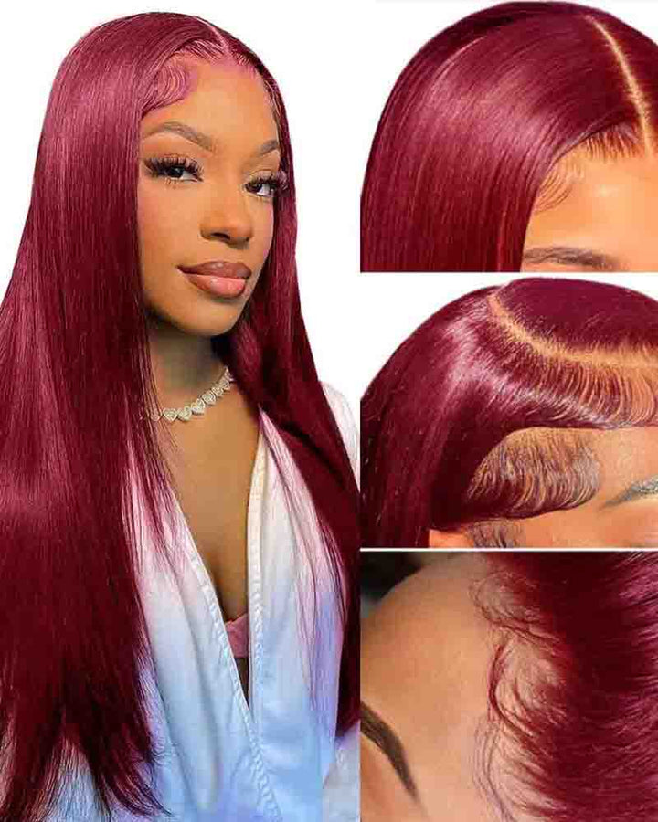 Charmanty Trendy Red Straight Wig Pre-Plucked Hairline with Baby Hair