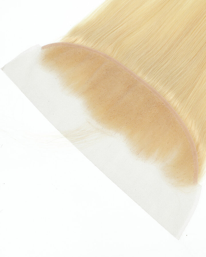 Charmanty Glossy Straight Hair Bundles 13X4 Transparent Lace 613 Blonde Real Human Hair