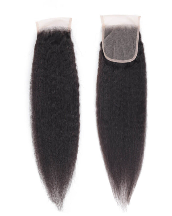 Charmanty Premium Afro Kinky Straight Closure 4x4 Transparent Lace Real Human Hair