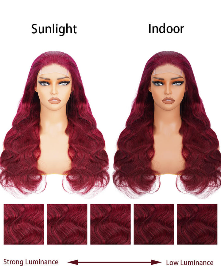 Charmanty Alluring Burgundy 99J Lace Front Wig 4x4 Invisible Lace Human Hair Body Wave