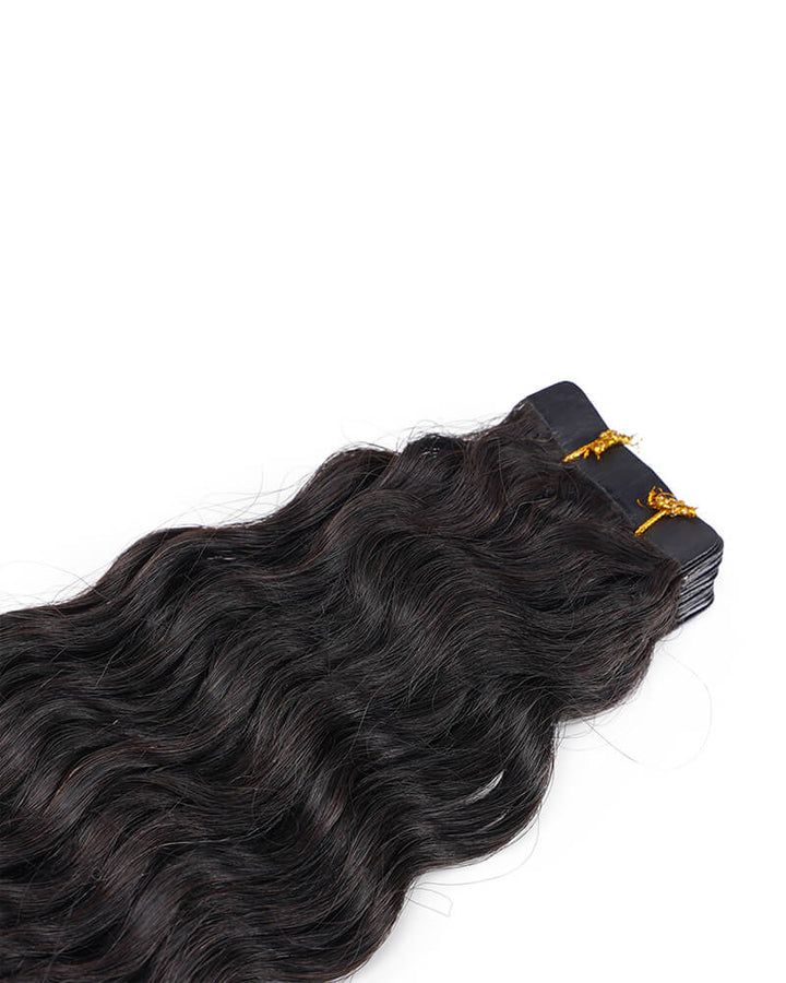Charmanty Super Natural Curly Tape In Extensions Human Hair Deep Wave One Piece
