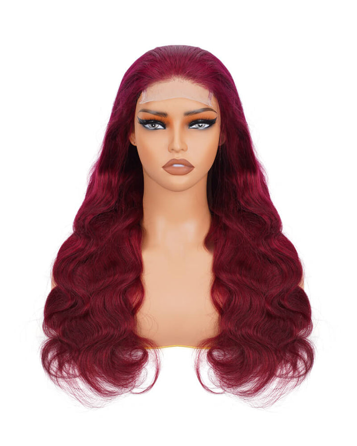 Charmanty Alluring Burgundy 99J Lace Front Wig 4x4 Invisible Lace Human Hair Body Wave