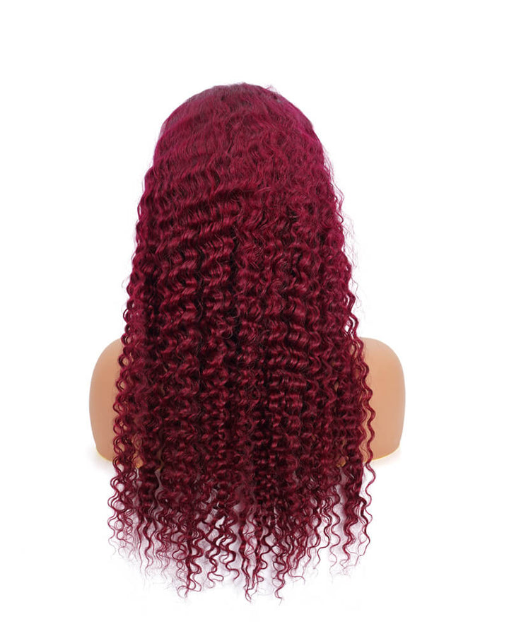 Charmanty Elegant Burgundy 99J Deep Wave Wig 4x4 Natural Melted Lace Human Hair