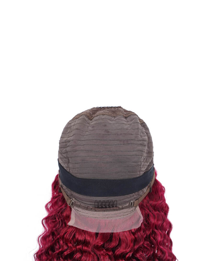 Charmanty Elegant Burgundy 99J Deep Wave Wig 4x4 Natural Melted Lace Human Hair