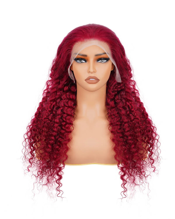 Charmanty Elegant 99J Wig 13x4 Invisible Lace Human Hair Deep Wave