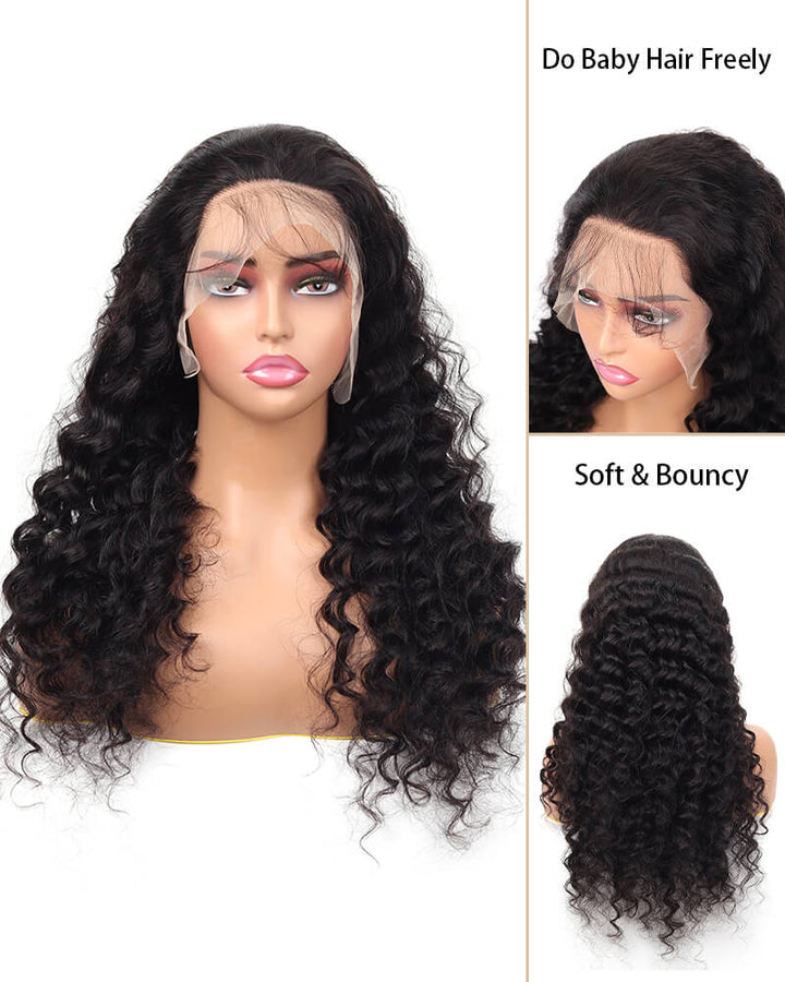 Charmanty Glueless 13x4 Front Lace Air Wig Deep Wave With Realistic Hairline