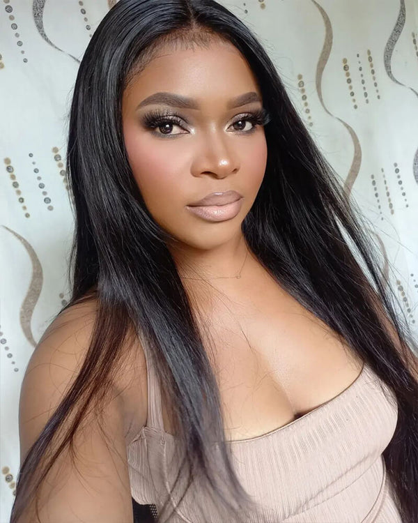 Charmanty Super Natural Straight Front Lace Wig 13x4 Transparent Lace Undetectable Human Hair