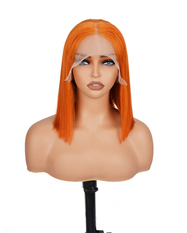 Charmanty Stylish Ginger BOB Wig Human Hair With 13x4 Front Lace Straight