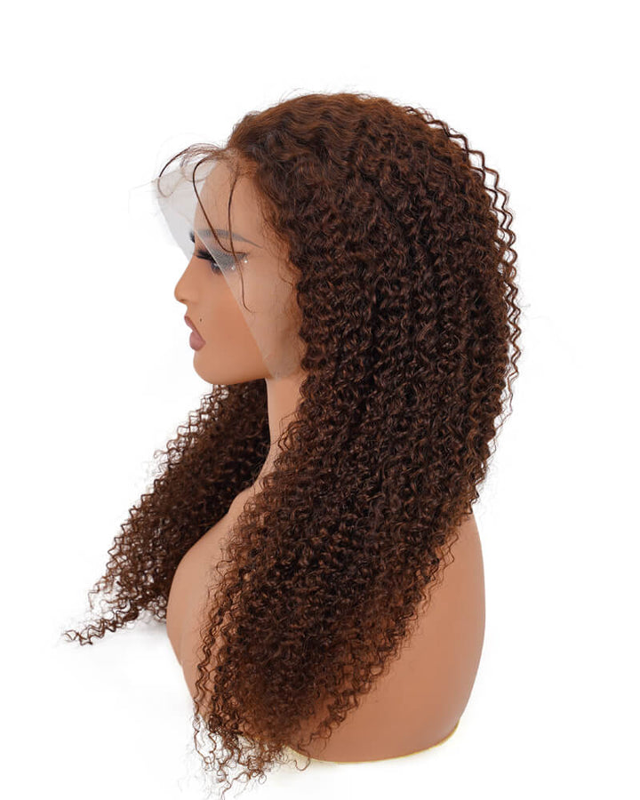 Charmanty Super Pretty Kinky Curly Lace Front Wig 13x4 Tranparent Lace Brown Color