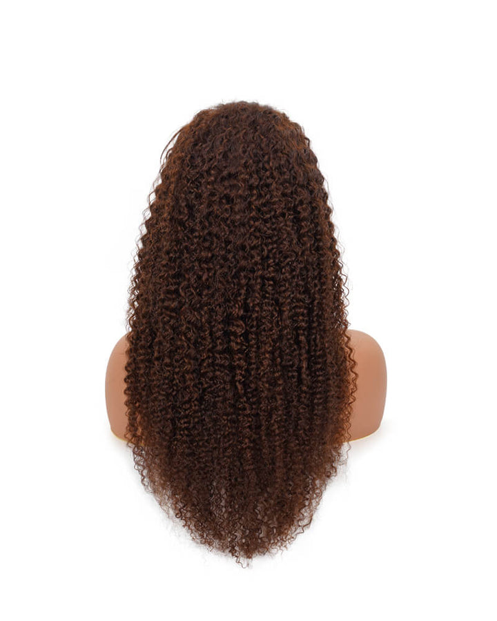 Charmanty Luxurious Brown Curly Wig with 4x4 Invisible Lace Human Hair