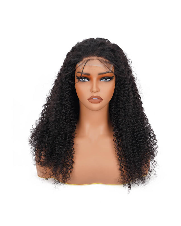 Charmanty Fashion Kinky Curly Wig with 4x4 Invisible Lace Natural Black Color