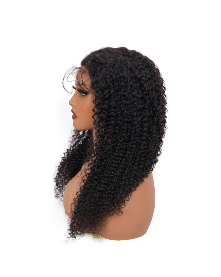 Charmanty Fashion Kinky Curly Wig with 4x4 Invisible Lace Natural Black Color