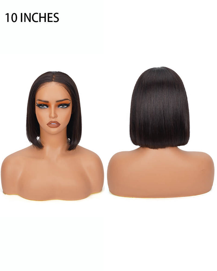 Charmanty Silky Straight Short BOB Wig With 6x4 HD Glueless Lace Human Hair