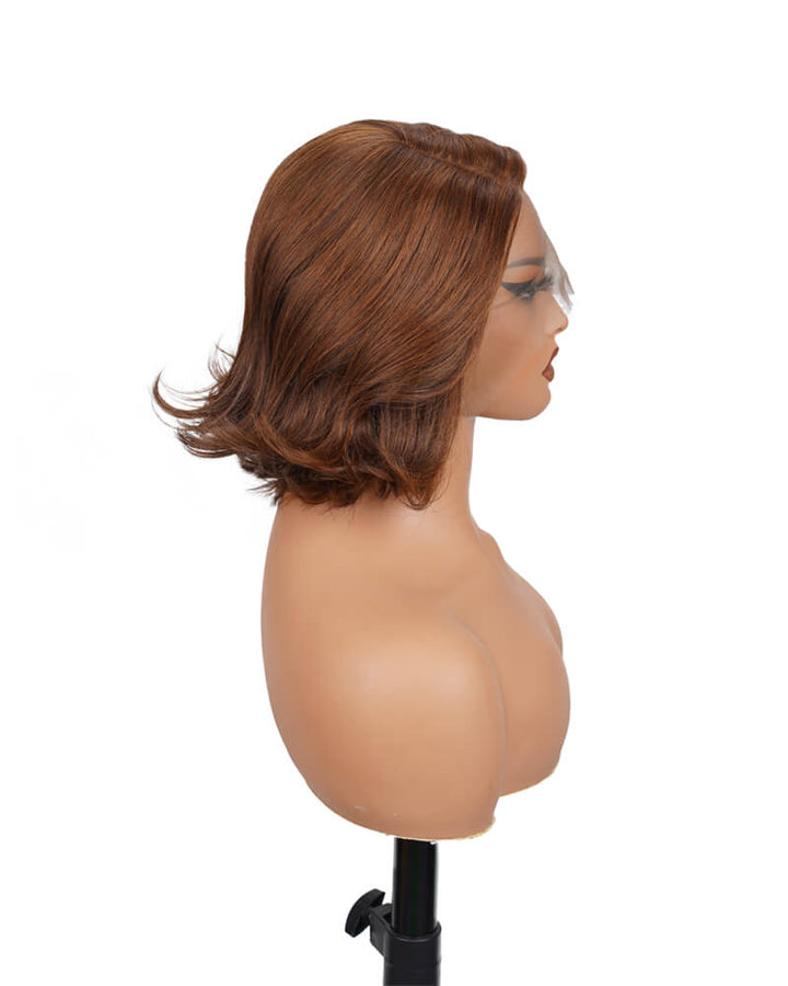 Charmanty Layered Cut Brown BOB Wig Human Hair With Left C Part Invisible Lace