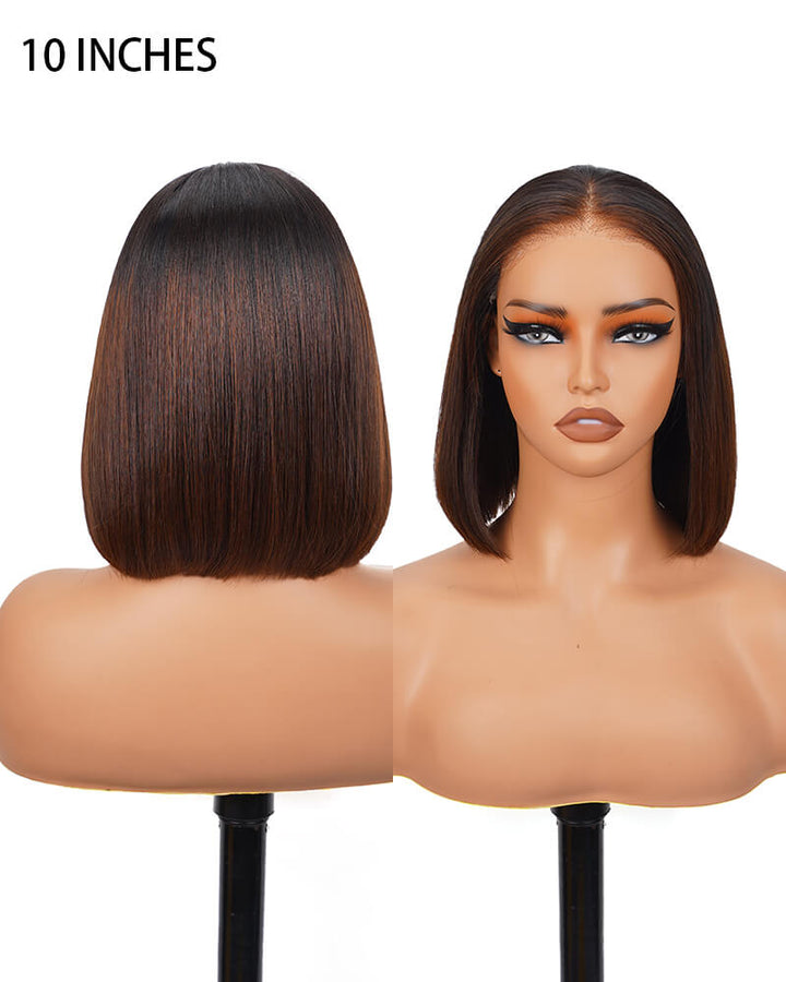 Charmanty Ombre Brown Glueless Lace Wig With 6x4 HD Lace Human Hair Straight