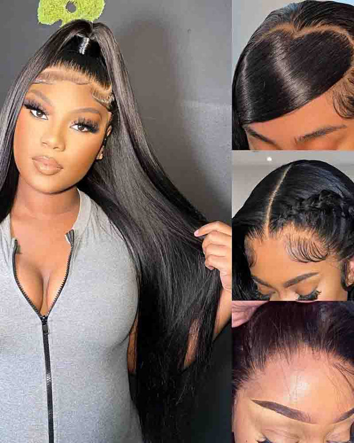 Charmanty Afro Fashion Kinky Straight Human Hair Wig 5x5 Lace Closure