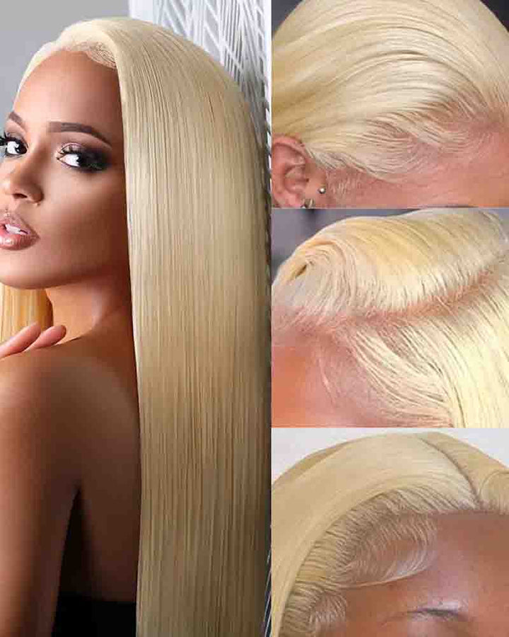 Charmanty Luxurious Blonde Wig Straight 13x6 Invisible Lace Ture Human Hair