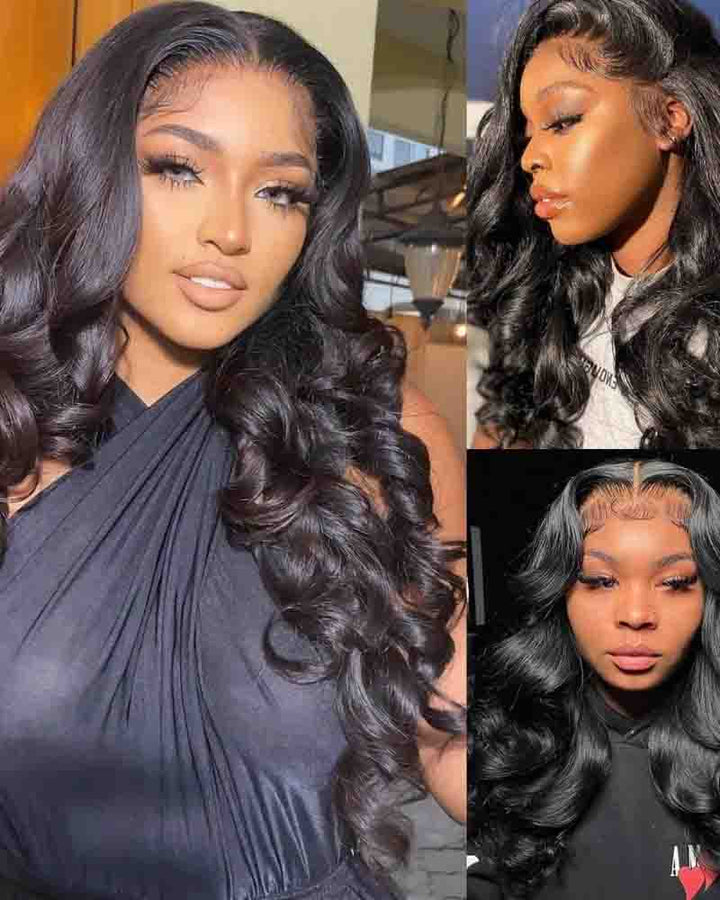 Charmanty Glueless 16 In Body Wave Wig 5x5 Lace Closure Natural Black Color