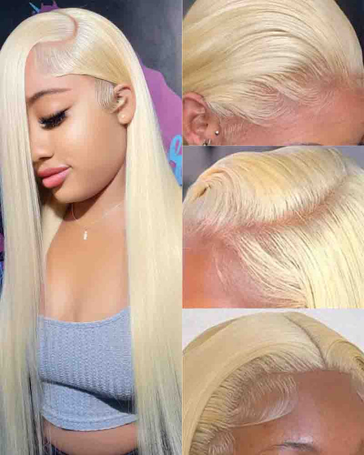 Charmanty Luxurious Blonde Wig Straight 13x6 Invisible Lace Ture Human Hair