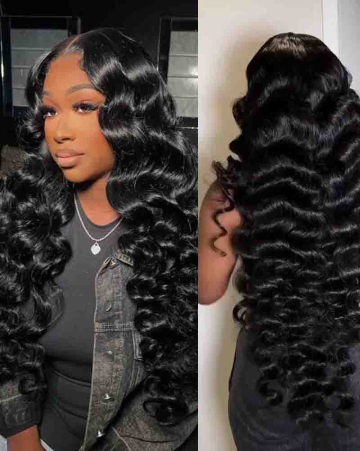 Charmanty Gogerous Middle Part Deep Wave Wig Ture Human Hair